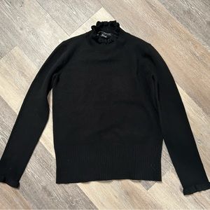 Black Ruffled Turtleneck Sweater